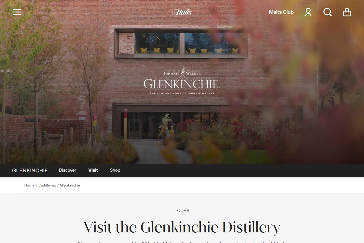 Glenkinchie Distillery official website