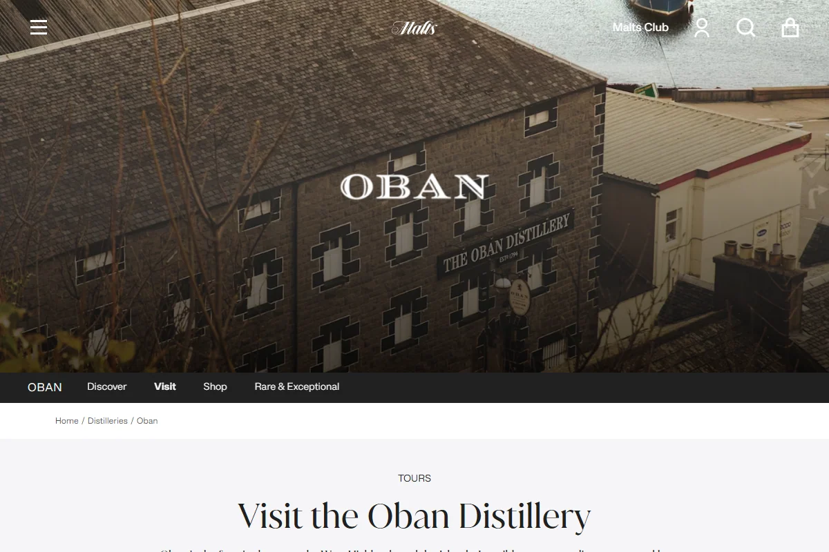 Oban Distillery official website