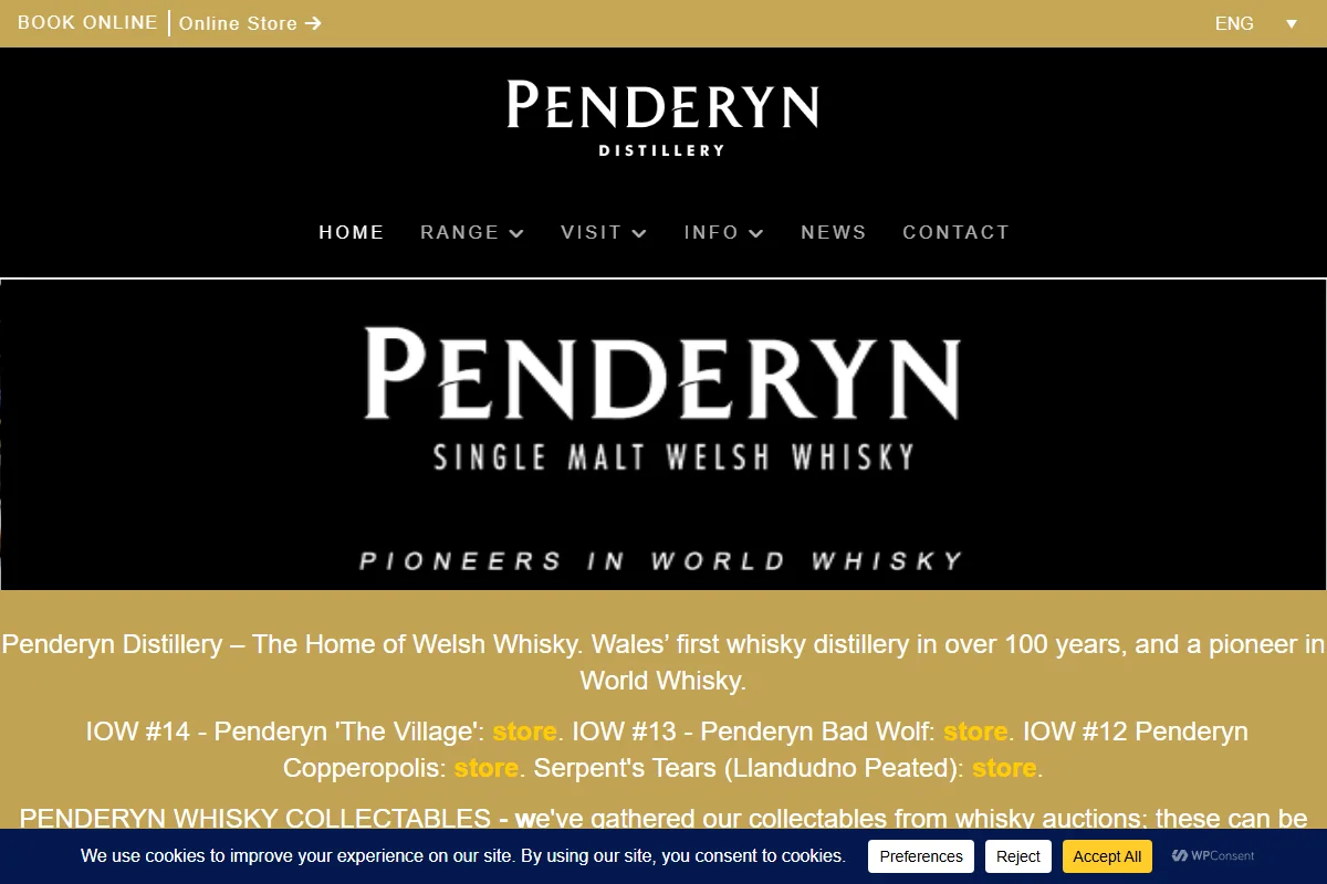 Penderyn Llandudno Distillery official website