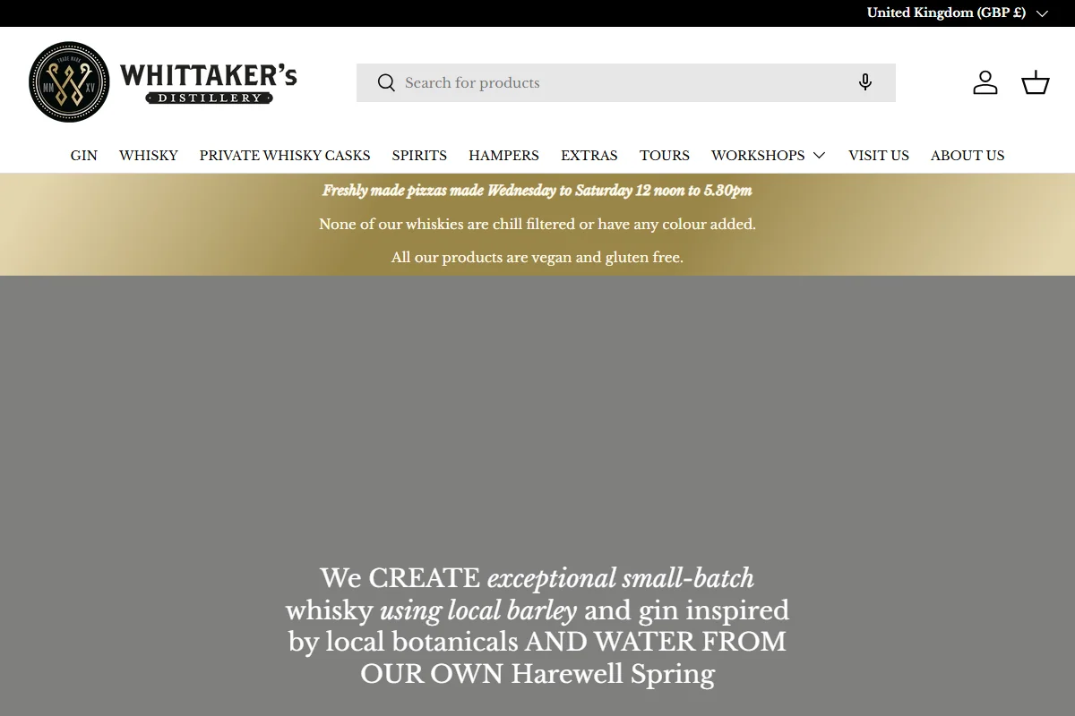 Whittaker's Distillery official website